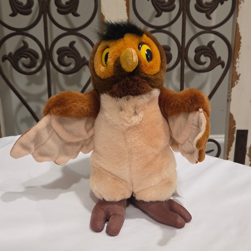 Vintage Disney Store Owl Plush Winnie The Pooh 10" Faux Leather Feet Nose 90s